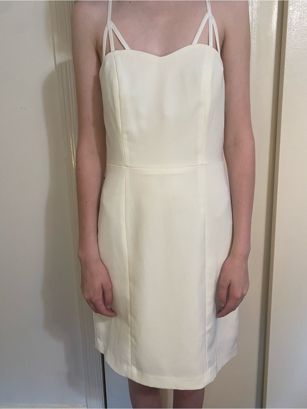 C. Luce White Double-Strap Sweetheart Mini Dress size small